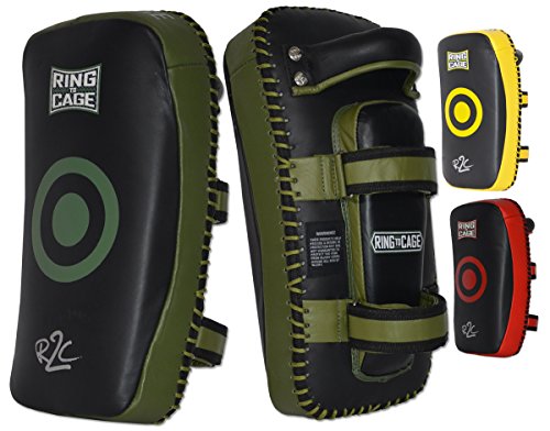 Elite Curved Leather Muay Thai Pad 2.0 - color: Marine Green/Black