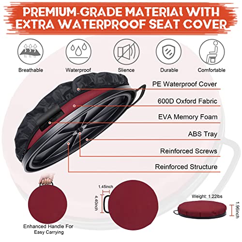 WarBull 5 Gallon Bucket Seat, 360-Degree Swivel Seat Foam Cushion Bucket Seat Lid with Waterproof Cover for Dove Duck Hunting, Fishing, Baseball, Gardening and Camping - color: Red