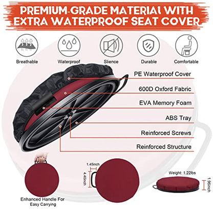 WarBull 5 Gallon Bucket Seat, 360-Degree Swivel Seat Foam Cushion Bucket Seat Lid with Waterproof Cover for Dove Duck Hunting, Fishing, Baseball, Gardening and Camping - color: Red