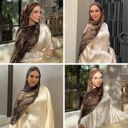 ZGMYC Watercolour Floral Printed Hijab Scarf for Women Soft Modal Cotton Instant Hijab Head Wraps Shawls Long Scarves - color: Color 22