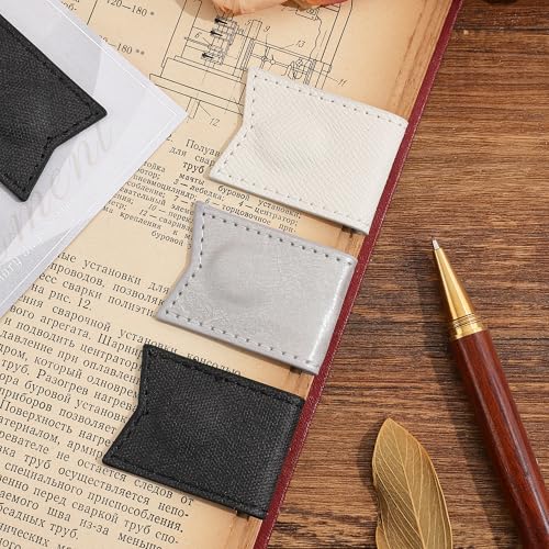 3PCS Magnetic Leather Bookmarks，Book Marks for Books, Strong Magnet Reading Accessories for Men & Women，Long-Lasting and Durable Gift Suitable for Book Lovers & Students (Black, Silver, White) - style: Silver Ink