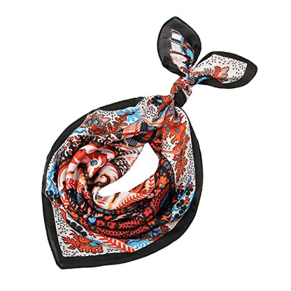 RIIQIICHY Women Head Hair Scarf Like Satin Silk Scarf Sleeping Hair Wrapping Night 27.5" - color: Black/Light Blue/Orange/White/Red