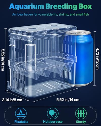 Pawfly Aquarium Breeding Box - Transparent Plastic Fry Hatchery Incubator for Baby Fish, Shrimp, Betta, Clownfish