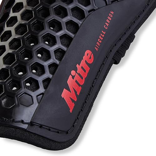 Mitre Unisex Soccer Shin Guards - color: Aircell Carbon Slip Black/Red, size: X-Large