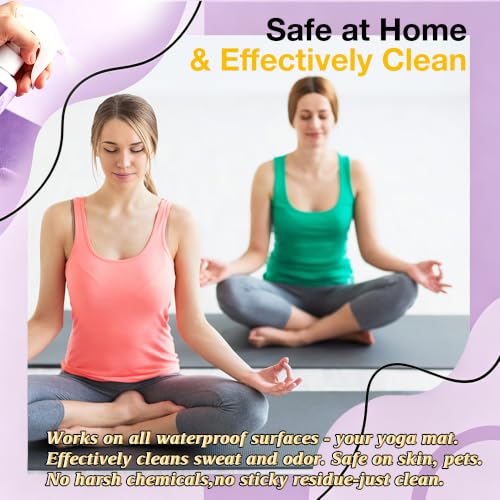 Yoga Mat Cleaner Spray - Powered By Essential Oil,Natural Plant Based | No Sticky Residue | Removes Sweat & Odor | Safe for All Mats(Yoga & Pilates)–Microfiber Towel Included (8.45oz, Lavender) - size: 8.45 Fl Oz (Pack of 1)