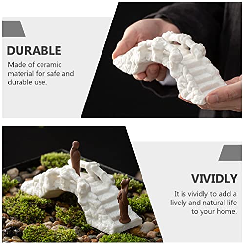 Cabilock 1pc Ornaments Miniture Decoration Zen Arc Bridge Climbing Ladder for Arch Plank Table Top Decor Mini Doll House Terrarium Bridge Glass Decor Ceramics Fish Tank Accessories White