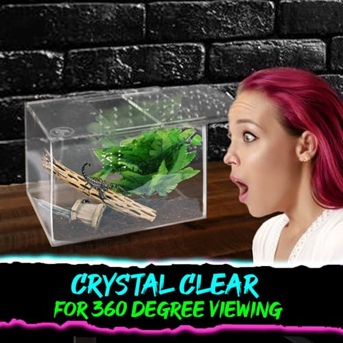 Jumping Spider Enclosure 5"x5"x7" or Tarantula Enclosure - Reptile Terrarium w/Sliding Magnetic Door - Great Reptile Tank & - Acrylic Aquarium Spider Box for Terrestrial or Arboreal Animals - size: Jumping Spider Enclosure 5"x5"x7"