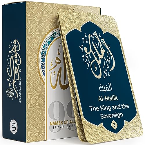 99 Names of Allah Flashcards – Asma Ul Husna Arabic and English Learning Cards with Quranic Verses, Pronunciation, and Meanings – Islamic Study Aid, Muslim Gift for Ramadan, Eid, Kids & Adults Briston