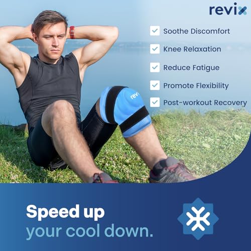 REVIX 19" Extra Large Knee Ice Pack Wrap Around Entire Knee, Reusable Gel Cold Pack for Discomfort and Post-Workout Fatigue, Cold Compress, Enhance Comfort and Recovery (Pack of 2) - size: XL (Pack of 2), style: Blue-XL