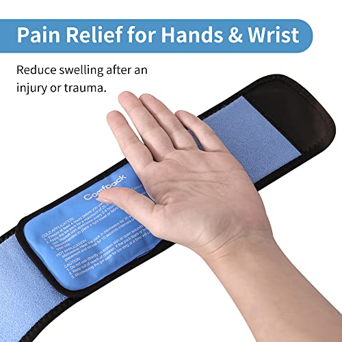 Comfpack Cold Therapy Wrap with 2 Packs for Pain Relief, Reusable Gel Ice Packs for Foot Plantar, Wrist, Ankle, Great for Sprains, Muscle Pain, Bruises, Injuries - size: Blue, style: 1 Sleeve + 2 Gel Packs