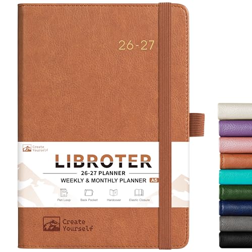 2026-2027 Planner - Academic Planner 2026-2027 Weekly Monthly Planner, July 2026 - June 2027, 5.7'' x 8.4'', Thick Paper, Leather Cover, Pen Holder, Back Pocket, Perfect Daily Organizer - Brown - color: Brown