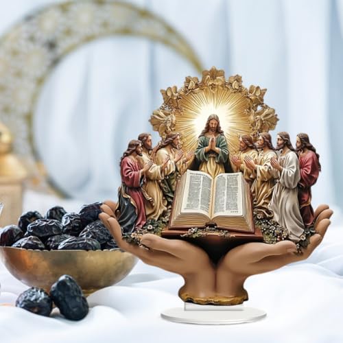 Islamic Home Decor | Islamic Table Decors | Ramadan Decoration | Eid Decor | Islamic Home Art | Muslim Gift | Prayer in Palm Islamic Religious Holiday Desktop Decoration, 7.9in x 8.27in