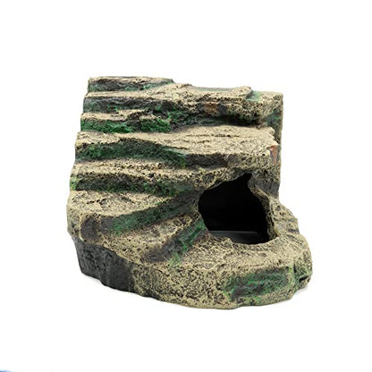 JIHAQUA Large Resin Reptile Tank Accessories Hideouts Cave | Habitat Decor for Leopard Gecko Lizards Turtle