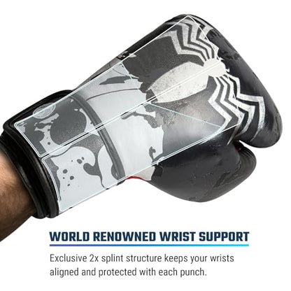 Hayabusa Marvel Hero Elite Boxing Gloves | Sparring and Training, Muay Thai Kickboxing, Fight Ready, Licensed Design, Padded Knuckle, 10oz 12oz 16oz, Men and Women - color: Venom, size: 12oz