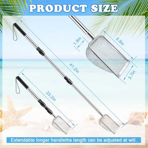 POILKMNI New Upgraded 2 Pcs Shark Tooth Sifter with Seashell Bags | Beach Sand Sifter, Sand Scoop Shell Scooper for Beach Scoop Shovel Sifter Tool Picking Up Shells, Shark Tooth Sifter Dipper - color: Black