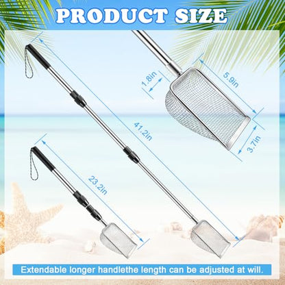 POILKMNI New Upgraded 2 Pcs Shark Tooth Sifter with Seashell Bags | Beach Sand Sifter, Sand Scoop Shell Scooper for Beach Scoop Shovel Sifter Tool Picking Up Shells, Shark Tooth Sifter Dipper - color: Black