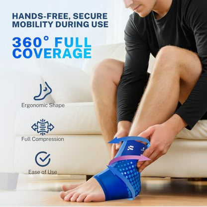 Ankle Ice Pack Wrap for Swelling with Thickened Cold Compression and Cooling Fabric, Ice Packs for Injuries Reusable for Swollen Feet, Achilles Tendonitis Relief, Plantar Fasciitis Relief - size: XL