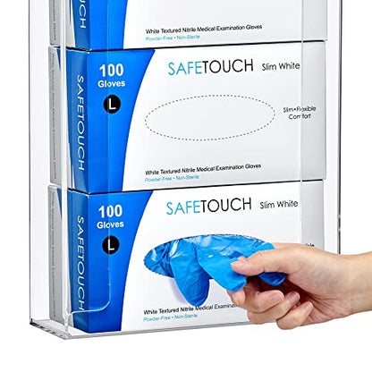 Acrylic Glove Box Holder, Wall-Mounted Glove Dispenser, Floating Glove Box Organizer, Large Size (for 3 Boxes), 10.5" W x 15.0" H x 3.5" D (Mounting Hardware Included) - size: Large (for 3 Boxes)