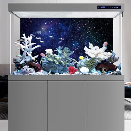 24x16 inches Galaxy Aquarium Backdrop Blue Starry Sky Fish Tank Background | AWERT Universe Space Nebula Stars Terrarium Background - size: 24x16in/60x40cm