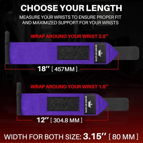 TECEUM Weightlifting 18" & 12" Wrist Wraps with Thumb Loop – Heavy Duty Wrist Workout Braces for Men and Women – Ideal for Powerlifting, Strength Training, Bodybuilding - color: Purple, style: 12" – Beast Mode