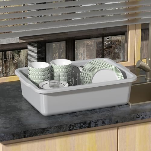 24 L Commercial Bus Tub, Plastic Bus Tubs, 6 Packs, Light Gray | Dish Tubs Restaurant, Food Service Bus Box - size: 24 L