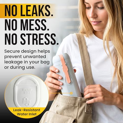Portable Electric Bidet for Travel - 320ml Rechargeable Handheld Travel Bidet Sprayer, Leak-Resistant Pocket Peri Bottle for Postpartum Care, Women, Men, Camping & Personal Hygiene