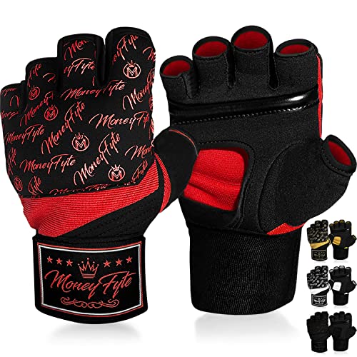 Quick Gel Boxing Wraps Under Boxing Gloves - Kickboxing MMA Muay Thai - Fist, Knuckle, Wrist Wrap Protection Inner Glove Hand Wraps - Men Women Kids - color: Black/Red, size: Large-X-Large