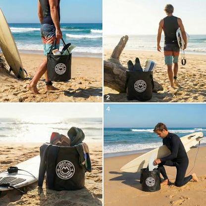 JustJoy Collapsible Waterproof Bucket, 50L Wet Gear Storage Tub for Surfing, Camping, Fishing and Car Trunk Organization, Portable Rinse Bucket for Wetsuits, Towels and Beach Gear