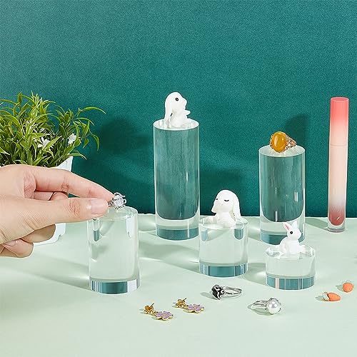 BENECREAT 5Pcs Clear Acrylic Display Block 1/1.6/2.4/3.2/4 Inch Round Cylinder Solid Display Pedestal Stand for Jewelry Gem Display Pop Figures Cosmetic Showing - color: Clear Round