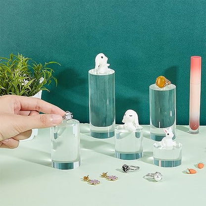 BENECREAT 5Pcs Clear Acrylic Display Block 1/1.6/2.4/3.2/4 Inch Round Cylinder Solid Display Pedestal Stand for Jewelry Gem Display Pop Figures Cosmetic Showing - color: Clear Round