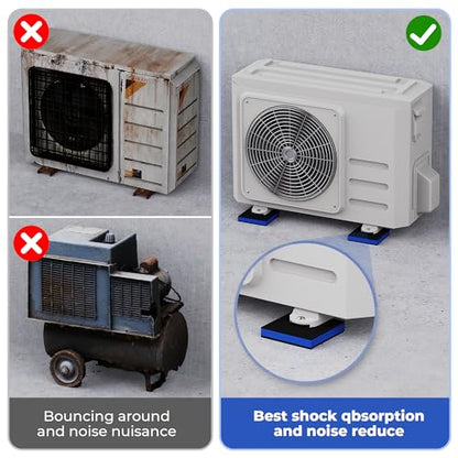 Anti Vibration Pads, 4"× 4"×7/8" Vibration Isolator Pads, Mechanical Vibration Damping Pads, Heavy Duty Rubber Isolation Pads, 3/8"Pre-Drill Hole Vibration Isolator Pad for Air Compressor | air compressor vibration pads, strong vibration damping effect -