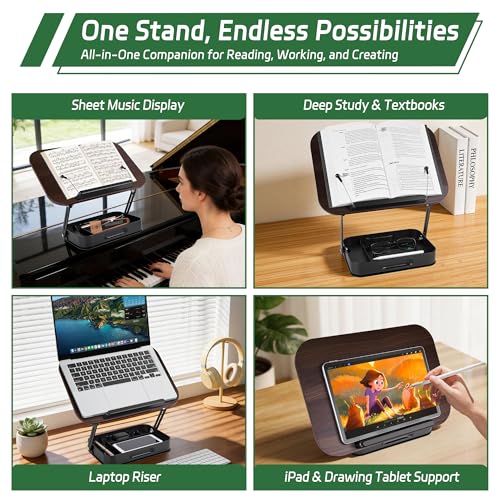Rotating Book Stand with Storage, 360 Swivel Book Holder for Desk, Heavy Bible Stand Black - style: Book Stand(Storage)
