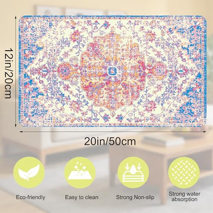 Cat Food Mat Pet Feeding Mats Dog Bowls Mat Cat Water Mat 12x20 Inch Boho1 - color: Bohemia Style 01