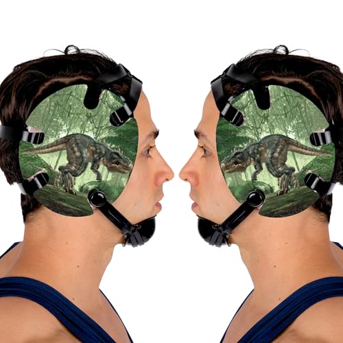 Wrestling Headgear with Ear Protection & Chin Cup Adjustable Lightweight Head Guard for Competition & Practice – Durable Protective Wrestling Ear Guard for Youth & Adult Athletes - color: T-rex