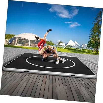 Inflatable Martial Arts Mat 10x10 FT, Portable Tumbling Mat | 4" Thick Foldable for Gymnastics, Wrestling, BJJ, Judo, Boxing, Home Training, PVC Air Mat, 15PSI
