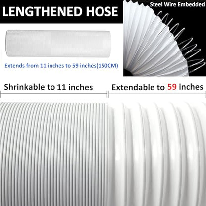Portable Air Conditioner Hose with Coupler AC Hose with 5.9" Diameter Vent Hose Connector Anti-Clockwise Thread AC Exhaust Hose Extention Coupler for Replacement Tube Compatible with LG
