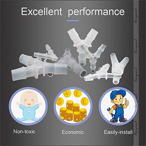 1/4" Polypropylene Y-Shaped 3-Way Barbed Hose Fitting, 10 Pcs | Y-shaped design splits one inlet into two angled outlets for air hoses and water pipes; supports routing and repair projects - style: 10pcs, 1/4" O.D.