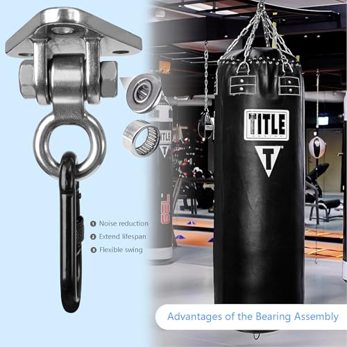 2-Pack Heavy Duty Swing Hanger Bracket, 1000 lbs Capacity, 304 Stainless Steel Swing Mount with Threaded Hook, for Indoor/Outdoor Porch Swing, Hammock, Gym Rings, Punching Bag Hardware - size: 3 holes-2Pack