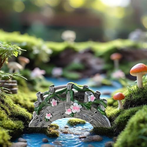 MUAMAX Fairy Garden Bridge Mini Bridge for Fairy Garden Flower Bridge Resin Arched Artificial Little Bridge Micro Landscape Bridge for Dollhouse Ornaments Fairy Garden Accessories