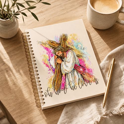 Jesus Cross Bible Journal, Christian Gifts for Women, Inspirational Hardcover Spiral Notebook, Religions Journaling for Church Notes Scripture Study Stationery Supplies 5.5x8.3 Inch - color: Jesus Cross