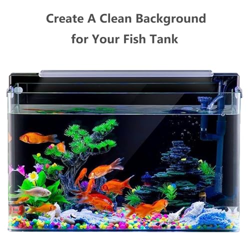 XCNO Black Aquarium Background Fish Tank Film, Static Cling, 23.6 x 11.8 in | Glue-Free, Thickened Waterproof Vinyl, Total Light Blockout, Makes Fish Colors Pop, Easy to Install and Remove, Reusable - size: 23.6" x 11.8" In