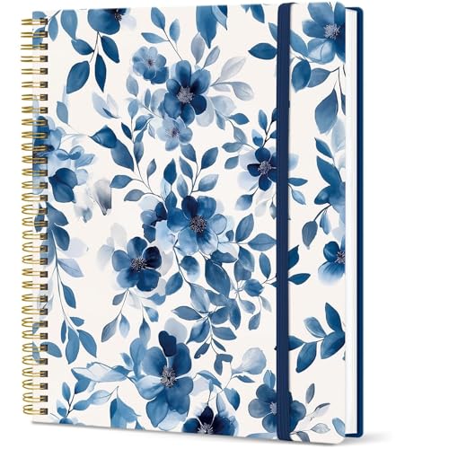 Taja Large Spiral Lined Journal for Women, 8.5" x 11" Notebooks for Work Collge Ruled, A4 Aesthetic Cute Journaling Notebooks for Writing, Plastic Cover, Watercolor Petal - color: Q-Watercolor Petal