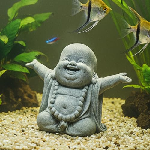 Laughing Buddha Statue, Aquarium Decor for Fish Tank,Feng Shui Zen Ornament | Resin Buddha statue for fish tank & aquarium decor. Non-toxic Zen ornament. Sturdy for fresh & saltwater tanks - color: Laughing Buddha
