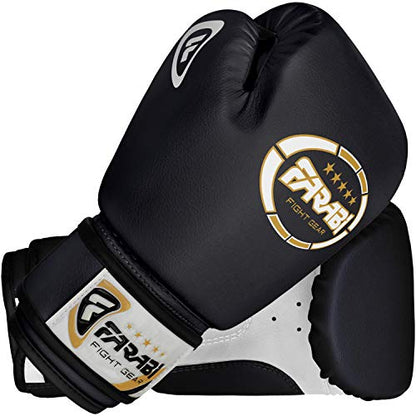 Kids Boxing Gloves for 3-10 Years 4 oz Youth Boxing Gloves Junior Punching Gloves MMA Muay Thai Boys and Girls Training Gloves - color: Black/White