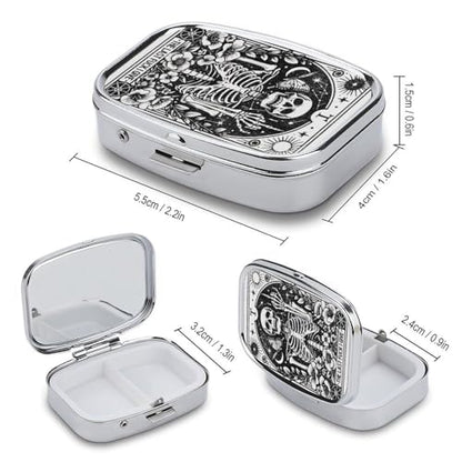 Metal 2 Compartment Pill Organizer Travel Friendly Portable Compact Pill Box Cute Pill Case to Hold Vitamins,Fish Oil,Supplements,Meds,Tablet for Purse,Pocket. (Last) - color: Last