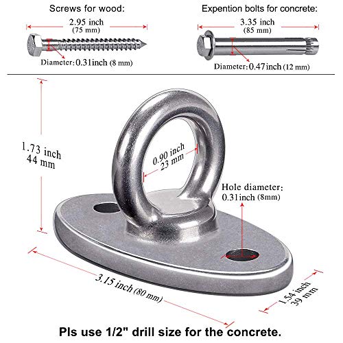 SELEWARE Wall Ceiling Mount Bracket for Suspension Strap Battle Rope Anchor | Stainless Steel Swing Hanger for Aerial Yoga Swing Hammock Chair Resistance Band Gymnastic Rings Heavy Bag 2800 LB Capacity - color: Ceiling Mount (1 Pack)