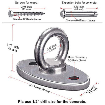 SELEWARE Ceiling Mount Stainless Steel Swing Hanger Wall Ceiling Anchor | Ceiling Hooks for Suspension Straps Aerial Yoga Swing Hammock Chair Resistance Band Gymnastic Ring Battle Rope Heavy Bag - color: Ceiling Mount (2 Pack)