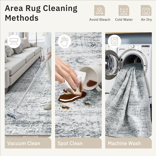 Soalmost Washable Area Rug 8x10 Large Soft Grey Rugs for Living Room - color: Grey, size: 8' x 10' (Rectangular)