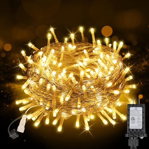 33 FT 100LEDs Christmas Lights Plug in,Outdoor Indoor Connectable Fairy Lights with Timer and 8 Modes,Christmas Tree Lights for Garden Party Wedding Christmas Decoration(Warm White) - color: Warm White