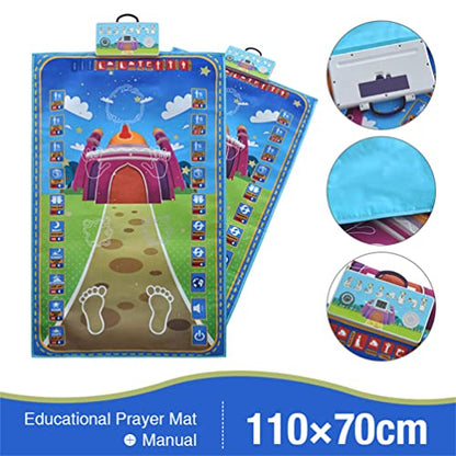 Adult Educational Interactive Prayer Mat-Islamic Gifts Muslim Blue - style: Blue-MMM